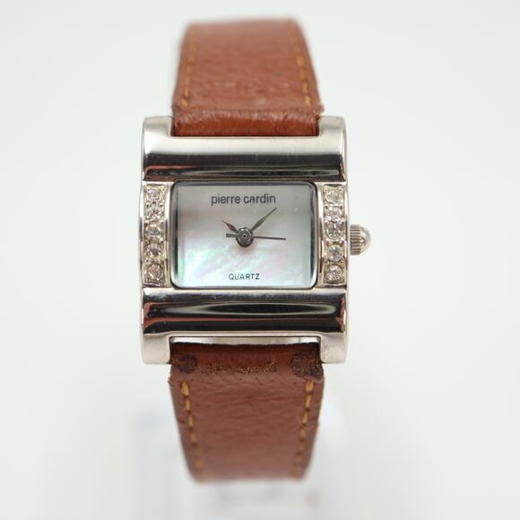 Pierre Cardin Womens 23mm MOP Rectangle Tank Dial Brown Leather Working - Picture 5 of 14